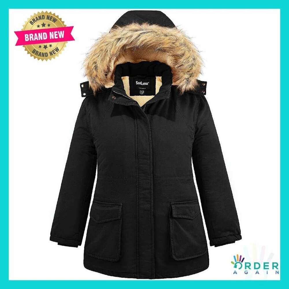 Winter Sherpa Lined Jacket Detachable Hood Plus Size Cozy Oversized Chic